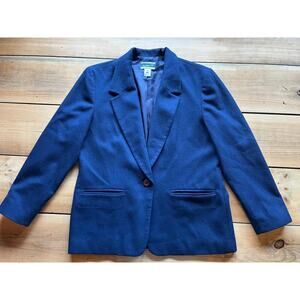 Vintage Pendleton Womens Petite 100% Virgin Wool Navy Blazer. Size 12. USA!
